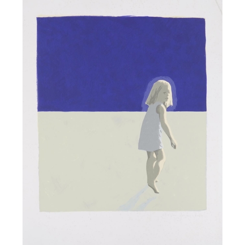 446 - **WITHDRAWN** James - Young girl, limited edition coloured print together with abstract circles and ... 