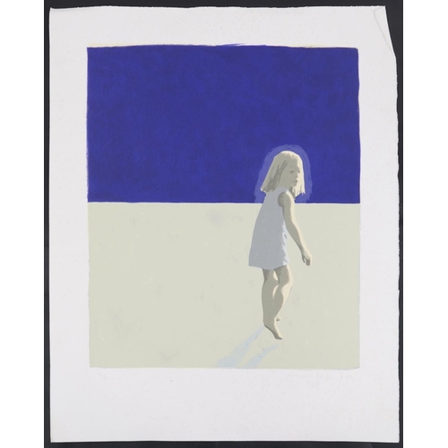 446 - **WITHDRAWN** James - Young girl, limited edition coloured print together with abstract circles and ... 