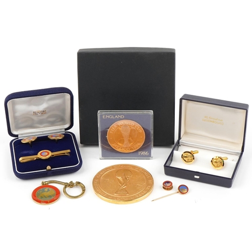 1439 - Football interest Gira a Europa gold plated medallion, boxed FIFA cufflinks, boxed UEFA cufflinks, F... 