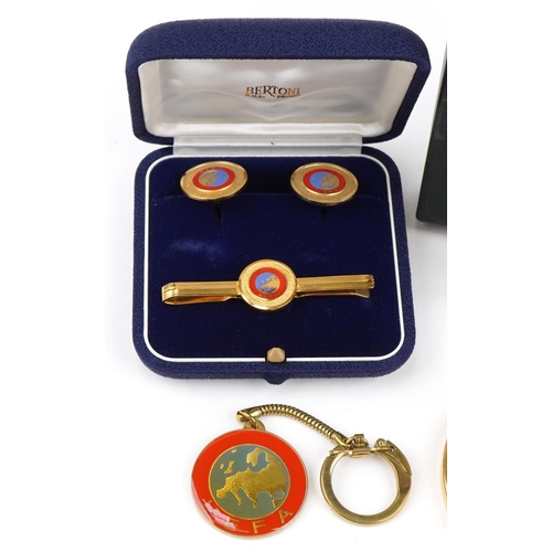 1439 - Football interest Gira a Europa gold plated medallion, boxed FIFA cufflinks, boxed UEFA cufflinks, F... 