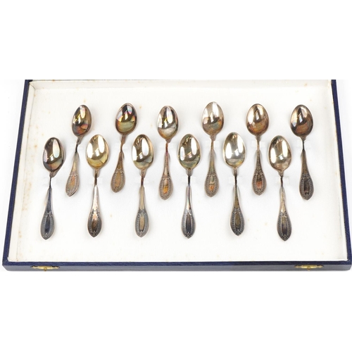 1437A - Football interest set of twelve silver spoons present from the FIGC Italia-Inghilterra Torino 14.6.7... 