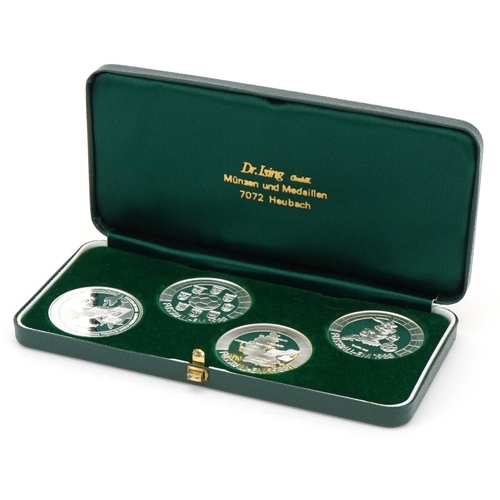 1441 - Football interest boxed set of German Fussball 1988 medallions given as a present by UEFA to Dick Wr... 