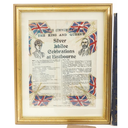 1327 - Commemorative interest Empire Day record, Silver Jubilee Celebrations of Eastbourne framed silk hand... 