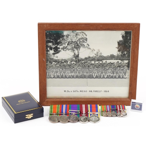 1506 - Military interest British World War II medals and dress medals for W.D.JOHNSON.RA along with framed ... 