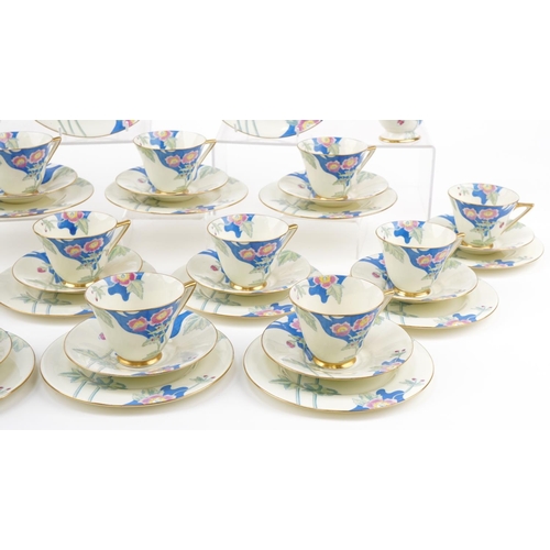 31 - Art Deco Royal Doulton Valleta porcelain tea set decorated with flowers