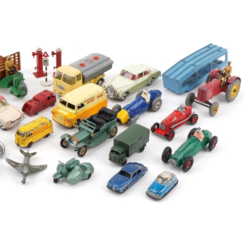 569 - Vintage Dinky diecast toys including a van, racing cars, Batman car and tractor