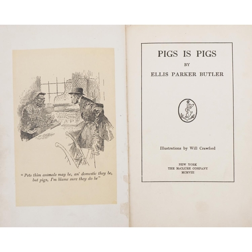 1371 - Pigs is Pigs by Ellis Parker Butler, Birds of Water Wood and Waste by H Guthrie-Smith with black and... 