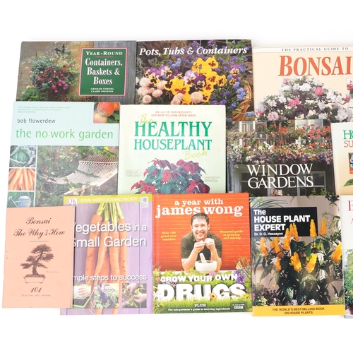 1409 - Gardening books including A Year With  James Wong, Balconies & Rooftops, Bonsai and The Houseplant's... 