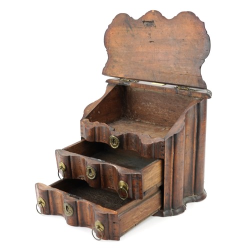 133 - Antique oak writing box in the form of a Dutch chest with two drawers, 30cm H x 36cm W x 22cm D