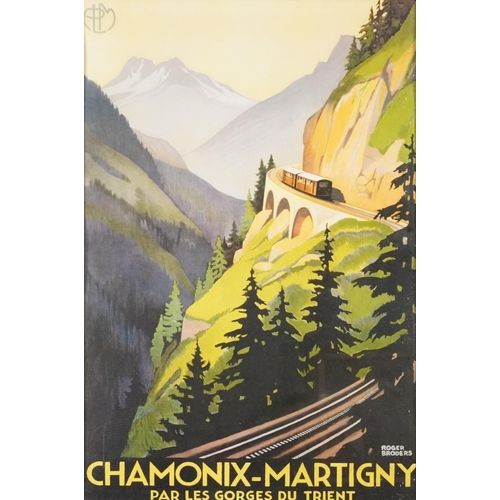 1488 - French railway poster, Chamonix-Martigny, framed and glazed, 90cm x 60cm