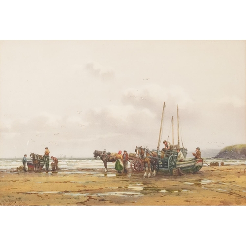 105 - G Hamilton Constantine 1878-1967 - On the Moray Firth, fishermen on the beach, watercolour, mounted,... 