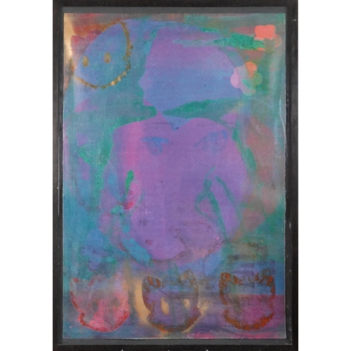 1299 - Abstract composition, contemporary framed and Perspex glazed, 112cm x 75cm