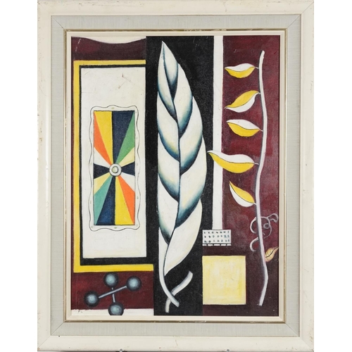 1042 - Manner of Fernand Léger - Abstract composition, oil on board, mounted and framed, 59cm x 43.5cm