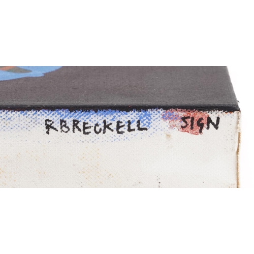 52 - Ruth Breckell - 'Sign', abstract oil on canvas, Christies Art for Life label verso and related catal... 