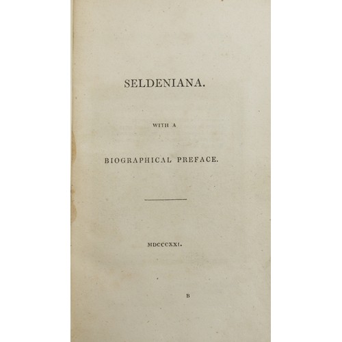 1367 - Seldenina's The Table-Talk of John Selden, London published 1821