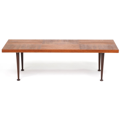 1012 - Meredew, mid century teak coffee table, 35cm H x 117cm W x 46cm D