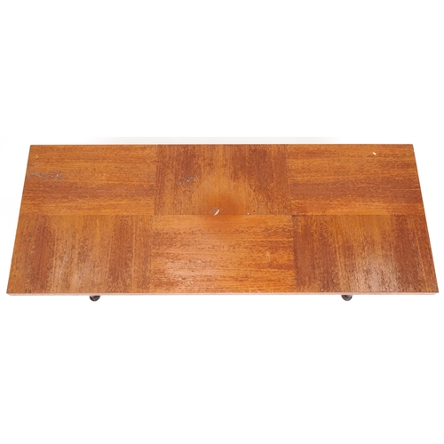 1012 - Meredew, mid century teak coffee table, 35cm H x 117cm W x 46cm D