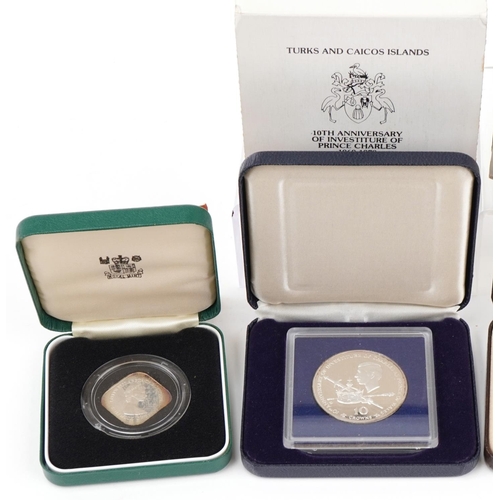 1279 - Silver coins with cases, some proof, including 1978 Commonwealth of the Bahamas ten dollar proof coi... 