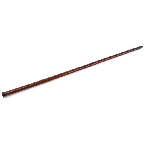 247 - Rosewood walking stick with fine brass inlay, 89cm in length