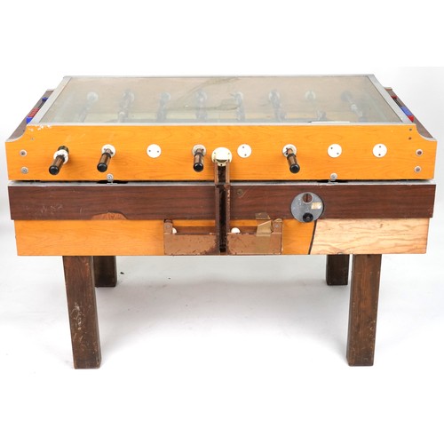 543 - Vintage coin operated Garlando table football, 96cm H x 143cm W x 76cm D