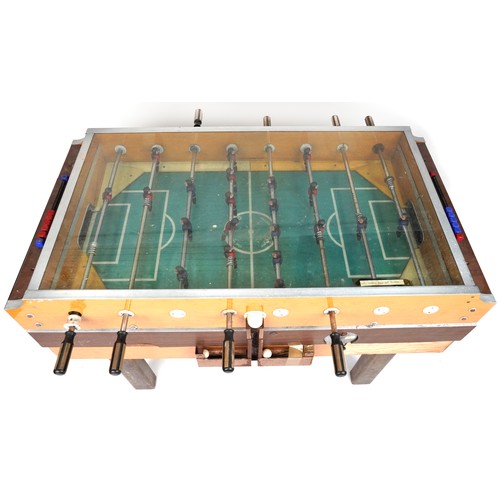 543 - Vintage coin operated Garlando table football, 96cm H x 143cm W x 76cm D