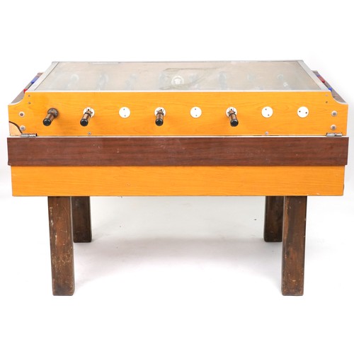 543 - Vintage coin operated Garlando table football, 96cm H x 143cm W x 76cm D