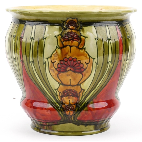 188 - Minton's Secessionist jardinière with red and green floral decoration, numbered 71 to the base, 30cm... 