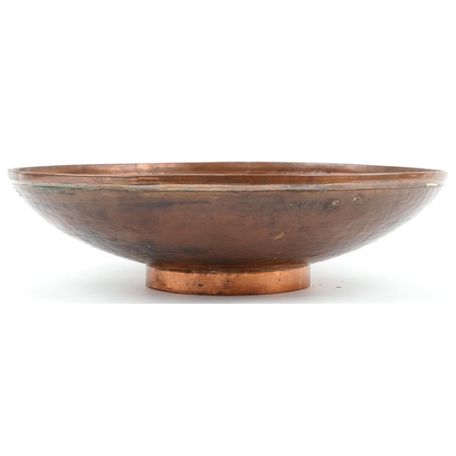 409 - Large Sam Fanaroff beaten copper shallow bowl, impressed SF 1979, 46cm in diameter