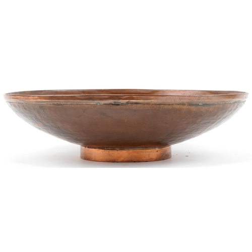 409 - Large Sam Fanaroff beaten copper shallow bowl, impressed SF 1979, 46cm in diameter