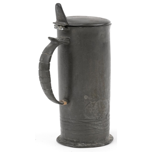 54 - Archibald Knox for Liberty's Tudric pewter water jug with stylized fruit, impressed number 0280 to t... 