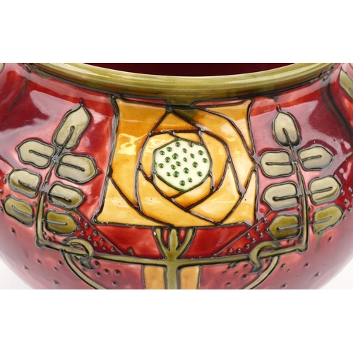 189 - Minton's Secessionist jardinière with red and yellow stylized decoration, numbered 3 and impressed m... 