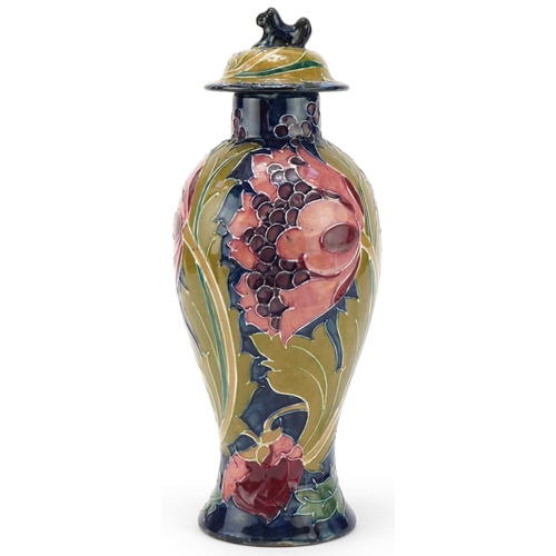 372 - Charlotte Rhead for Bursley Ware Seed Poppy ginger jar and cover, 28cm high