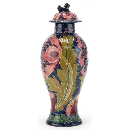 372 - Charlotte Rhead for Bursley Ware Seed Poppy ginger jar and cover, 28cm high