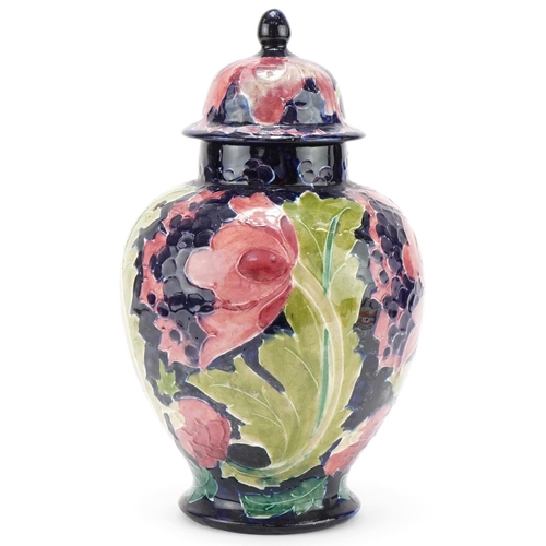 369 - Charlotte Rhead for Bursley Ware Seed Poppy ginger jar and cover, 27cm high