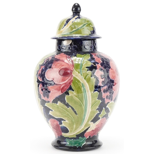 369 - Charlotte Rhead for Bursley Ware Seed Poppy ginger jar and cover, 27cm high