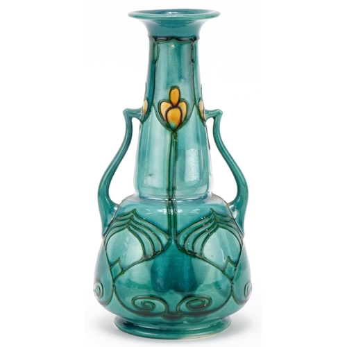 193 - Minton's Secessionist turquoise ground stylized vase Number 8, 25cm high