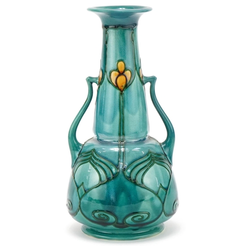 193 - Minton's Secessionist turquoise ground stylized vase Number 8, 25cm high