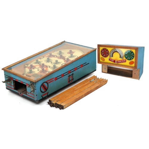 544 - J H Keeney and Co, Vintage Fire-cracker coin operated pinball machine, 131cm H x 130cm W x 60cm D