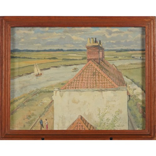 1158 - River landscpes, two oil on boards, each inscribed Colonel F Beddington verso, framed, the largest 4... 