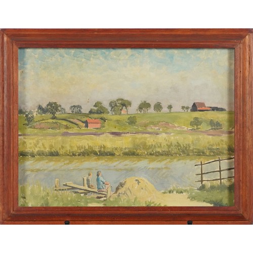 1158 - River landscpes, two oil on boards, each inscribed Colonel F Beddington verso, framed, the largest 4... 