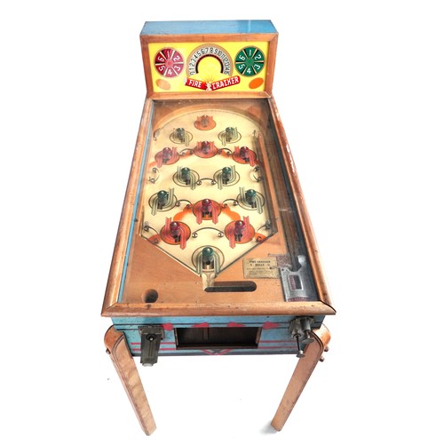 544 - J H Keeney and Co, Vintage Fire-cracker coin operated pinball machine, 131cm H x 130cm W x 60cm D