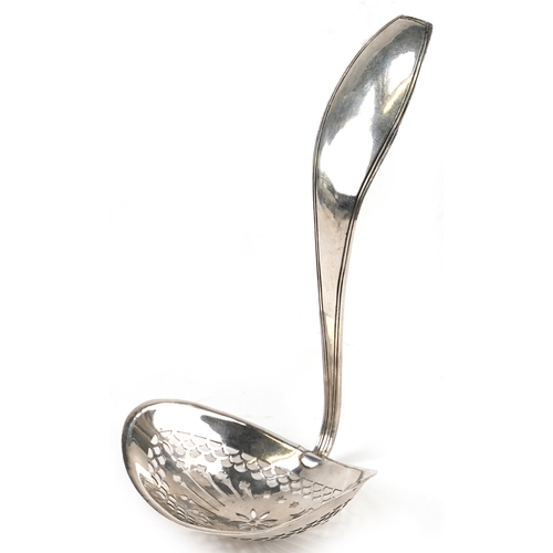 1083 - Dutch silver sifting spoon, incomplete hallmarks, 14.5cm in length, 25.2g