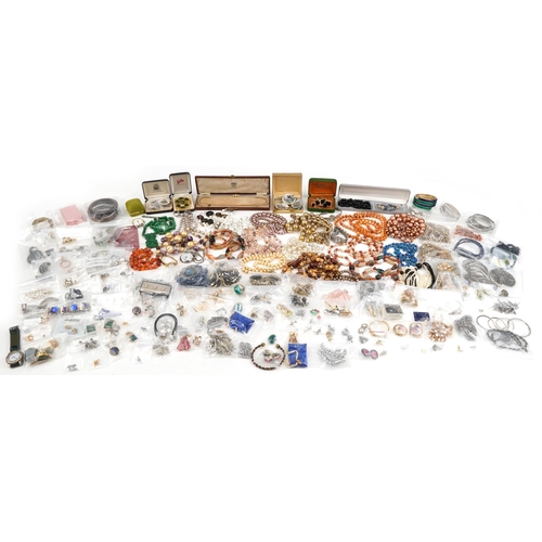 3575 - Large collection of vintage and later jewellery and wristwatches, some enamelled and jewelled, inclu... 