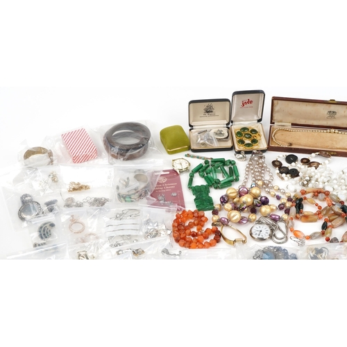 3575 - Large collection of vintage and later jewellery and wristwatches, some enamelled and jewelled, inclu... 