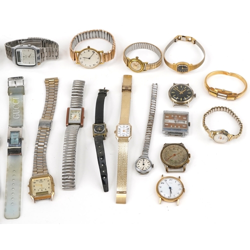 3542 - Vintage and later ladies and gentlemen's wristwatches including a ladies 9ct gold chalet example, Ra... 