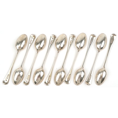 1084 - Robert Stebbings, set of ten Victorian silver teaspoons, Birmingham 1897, 13.5cm in length, total we... 