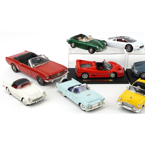 2369 - Nine 1:18 scale diecast collector's vehicles and 1:12 scale Ford Mustang including Ertl, Burago and ... 