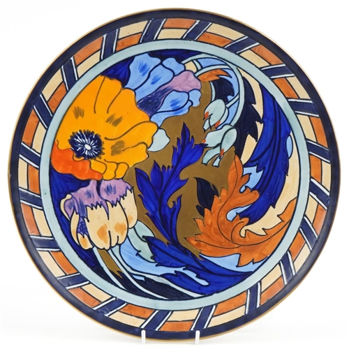 301 - Charlotte Rhead for Wood & Sons abstract poppy charger, numbered 1550 to back, 40cm in diameter