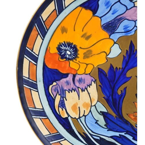 301 - Charlotte Rhead for Wood & Sons abstract poppy charger, numbered 1550 to back, 40cm in diameter