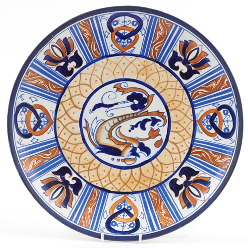 243 - Frederick Rhead for Wood & Sons mythical bird charger, numbered 1739 to back, 41cm in diameter